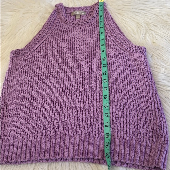 J. Crew Pointelle Purple Lavender High-Neck Textured Knit Sweater Tank Top S - Picture 14 of 15
